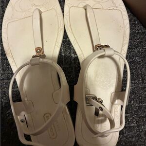 Coach White Sandals with Rhinestone Accents